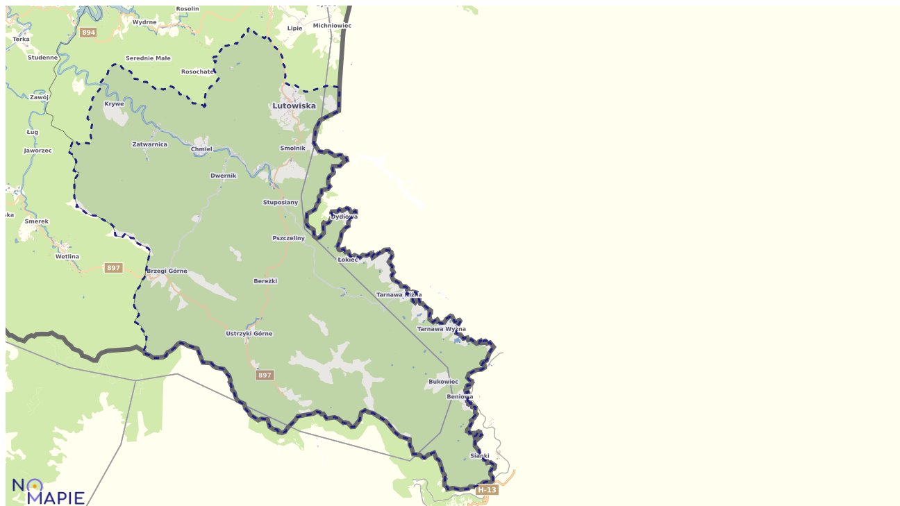 Mapa obszarów ochrony przyrody Lutowisk