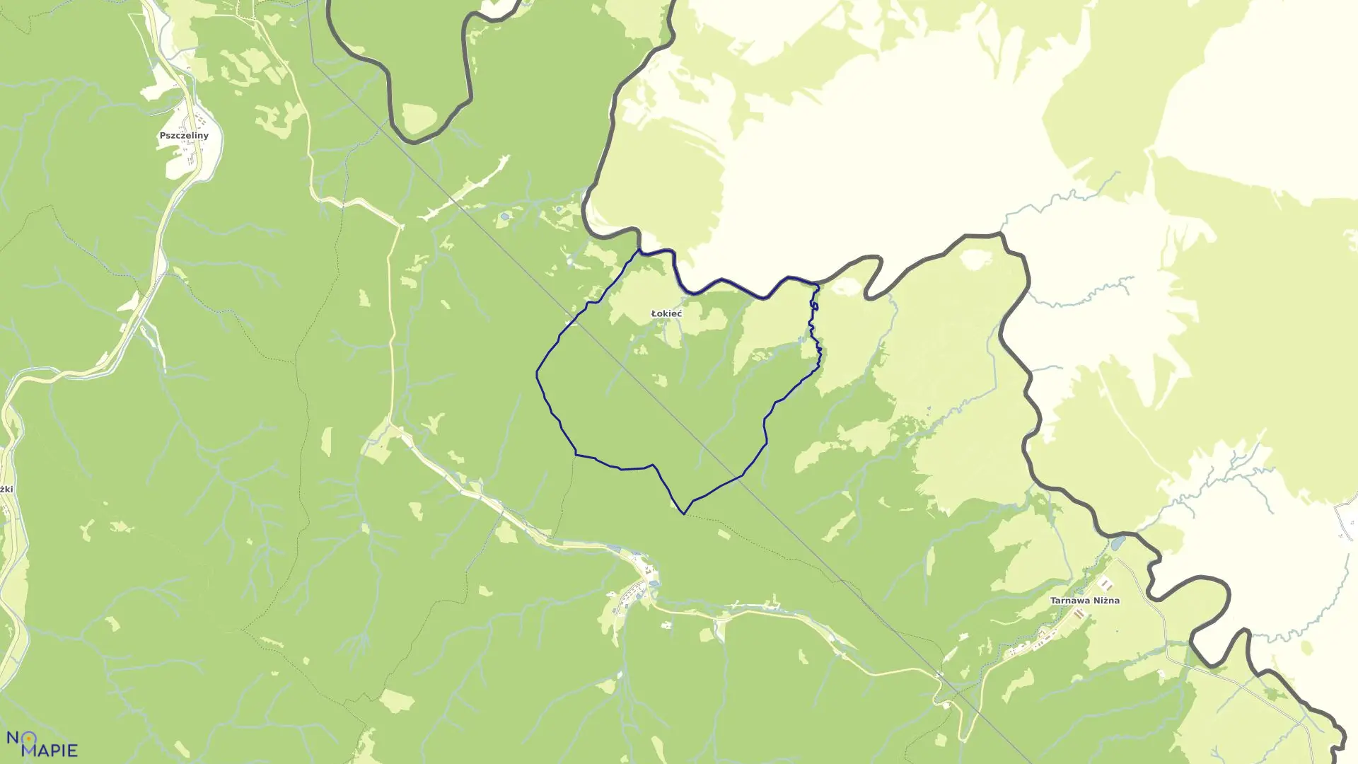 Mapa obrębu Łokieć w gminie Lutowiska