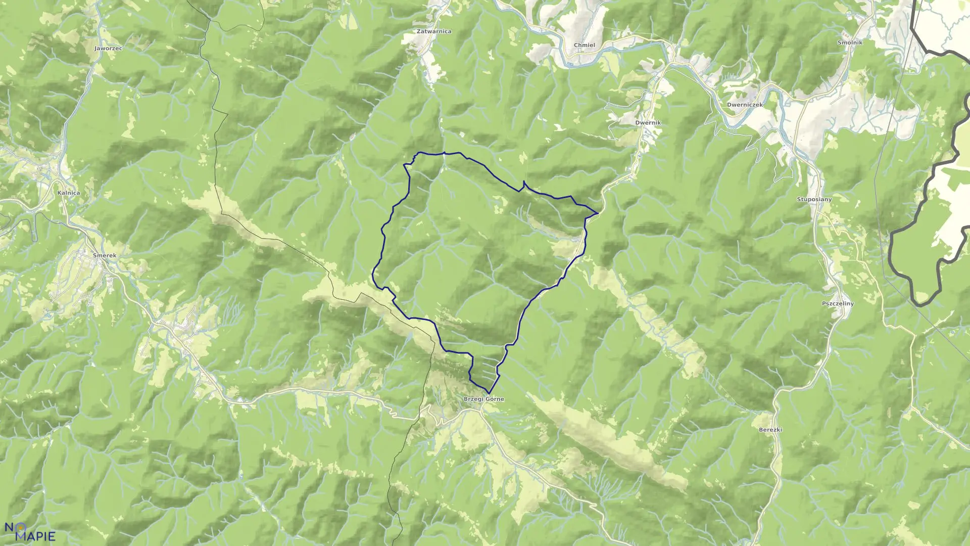 Mapa obrębu Nasiczne w gminie Lutowiska