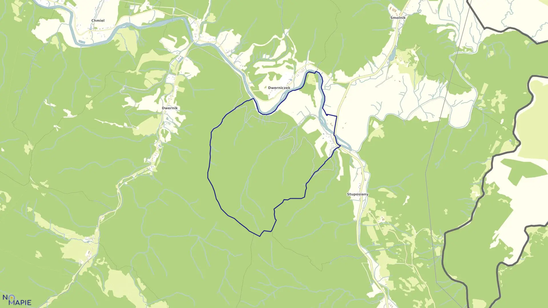 Mapa obrębu Procisne w gminie Lutowiska